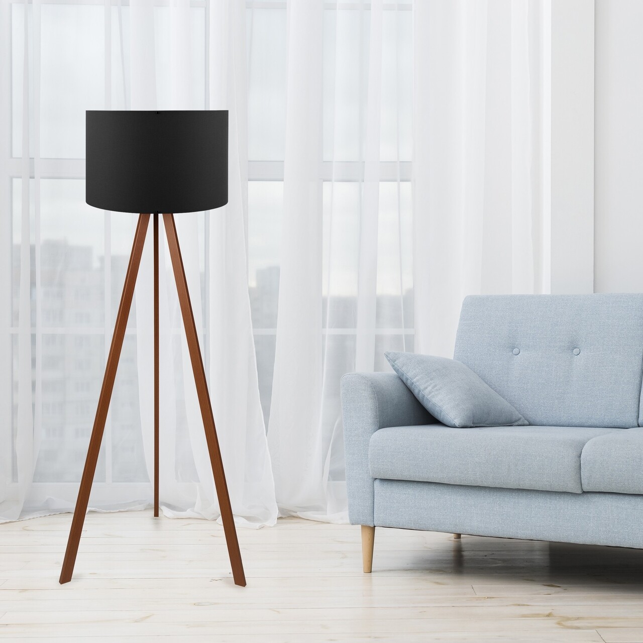 Lampadar, AYD-1533, Insignio, 38 x 140 cm, 1 x E27, 60W, negru/maro - imagine 5